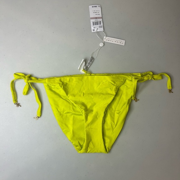 Trina Turk Sway Palm Tree Jacquard Side Tie Bikini Bottom Lemongrass Size 12 NWT - Picture 1 of 6